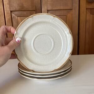 Vintage Hearthside “Baroque” Stoneware Saucers, Set of 4